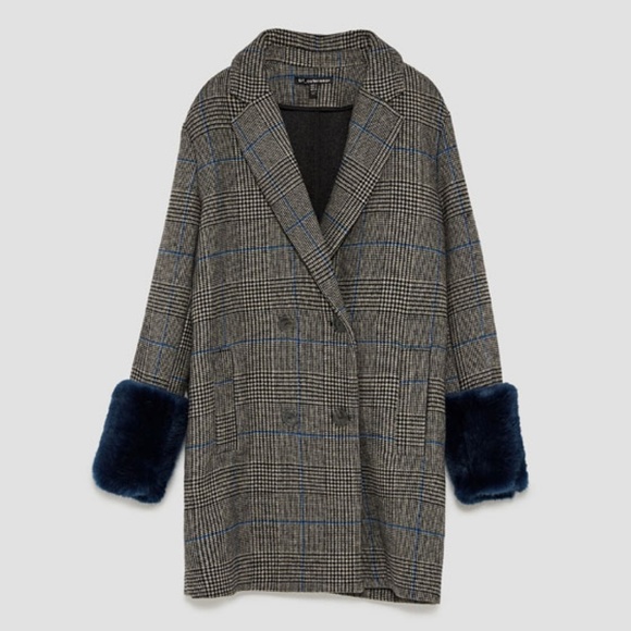 zara grey coat with fur cuffs